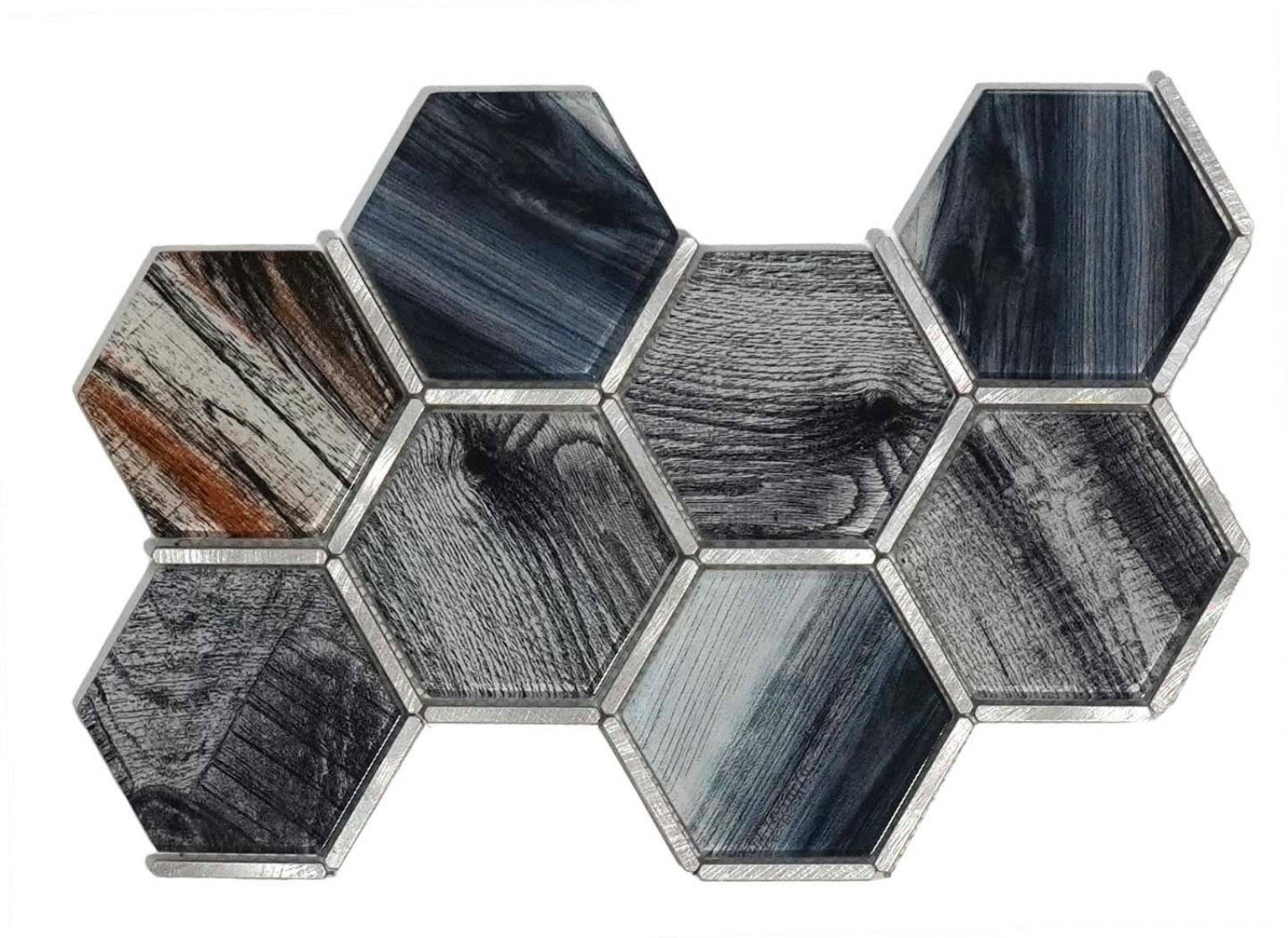 PORCELAMIKA MALLA GLASS ALUM HEXAGONO MIX BWV21011 | Galería Viterra